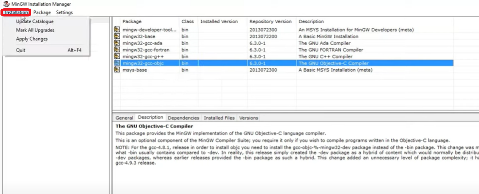 How MinGW installation for Windows 10 is done?