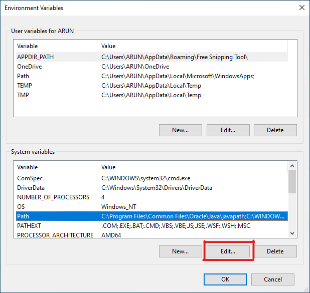 Environment variables