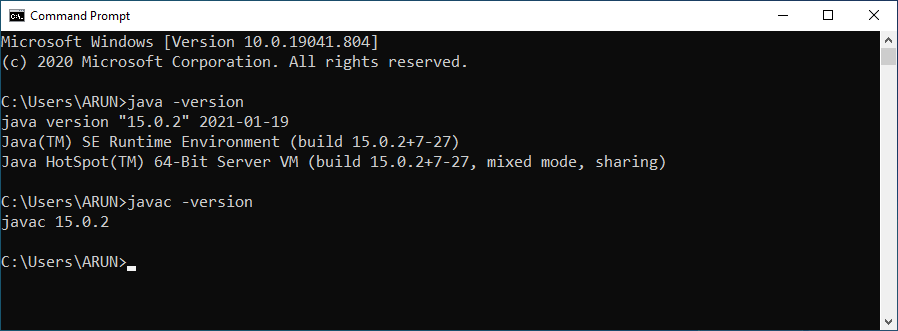 Java Install - Command prompt