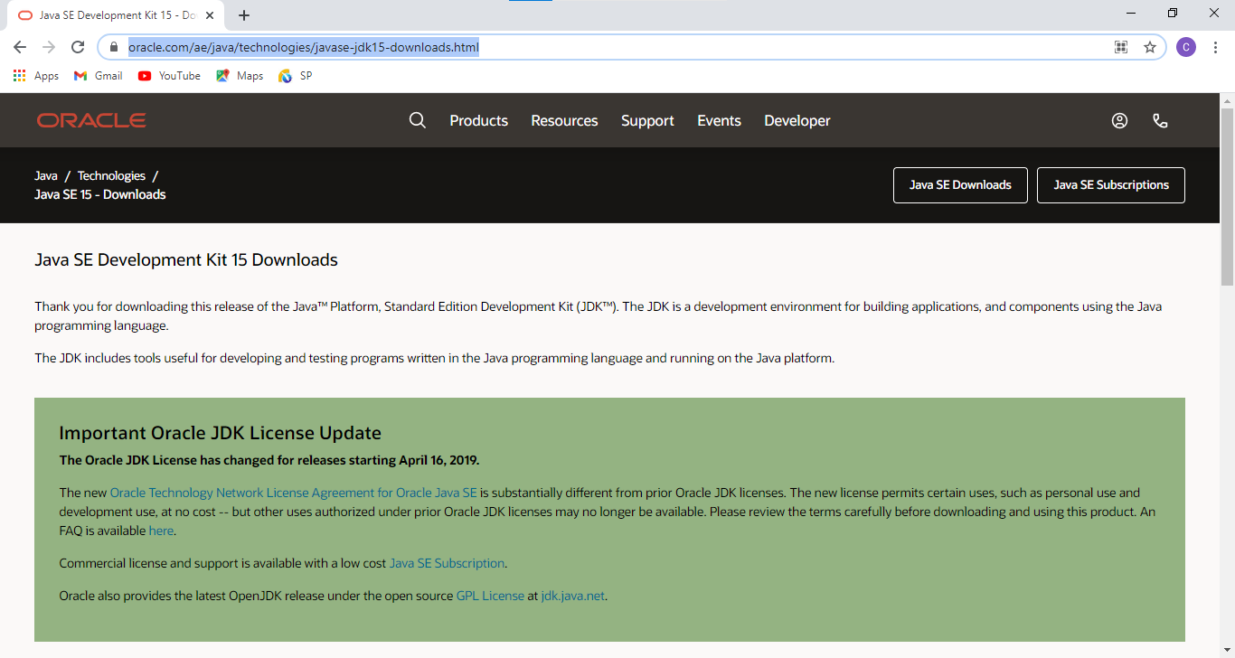 Java SE Development Kit page