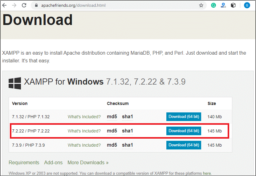 How to install XAMPP Step 1
